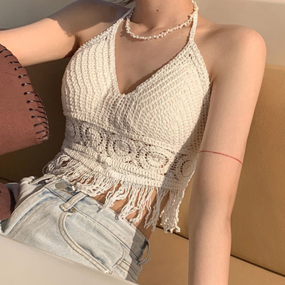 Sexy Boho crop top Ropa de playa para mujer