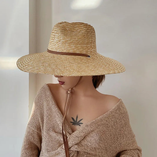 Sombrero de mujer paja firme para playa