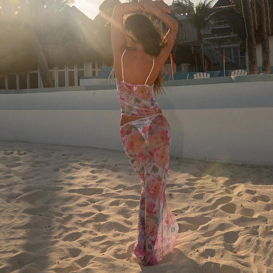 Flora mesh conjunto Salida ropa de playa