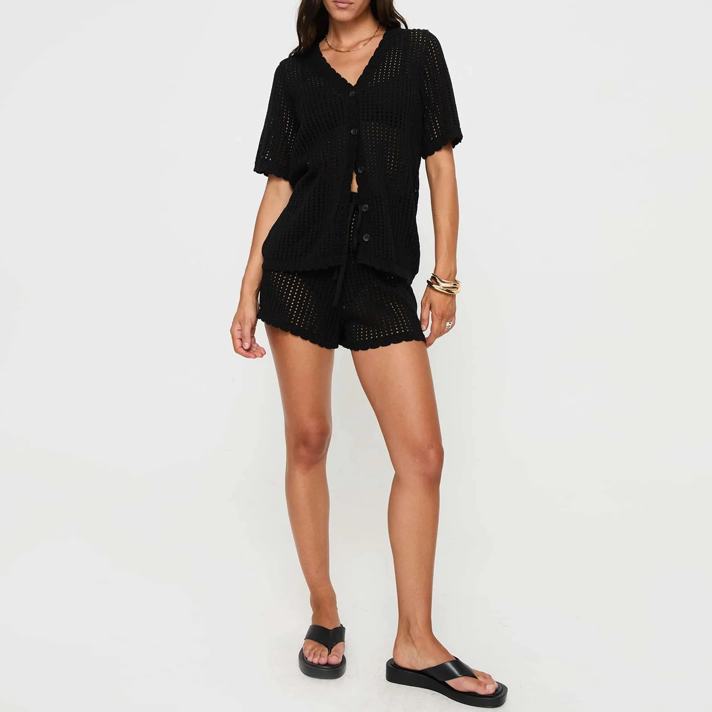 Set playero tejido blanco para mujer