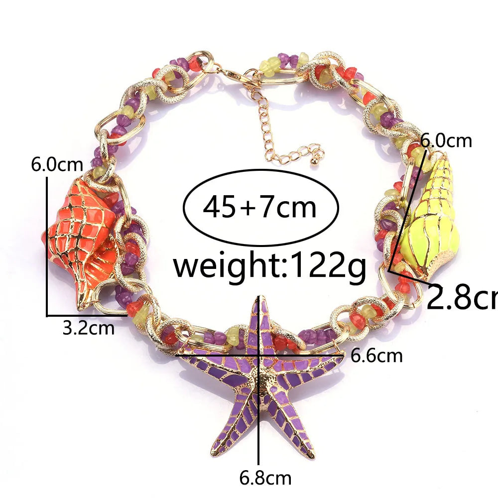 Y2K Shell Estrellas de Mar con aretes y collar