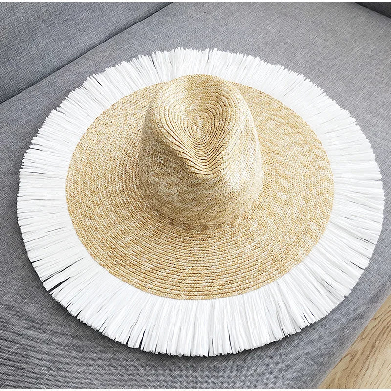 Sombrero de Sol de Paja de Mujer con Ala Ancha para la Playa