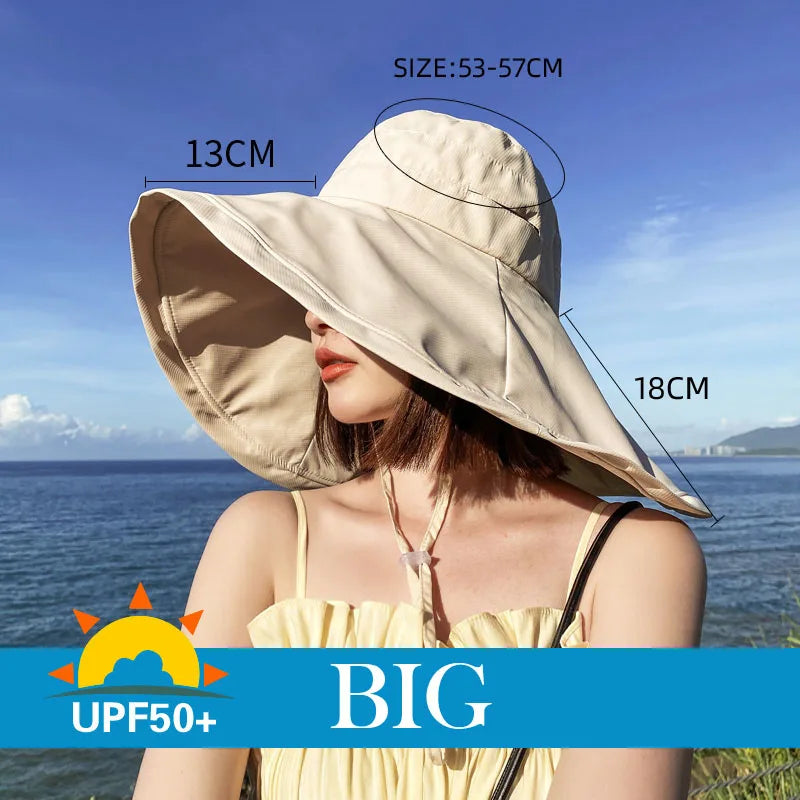 Sombrero de Sol de Ala Ancha UPF 50+ para Mujeres, Protección Ultravioleta, Gorra de Pescador