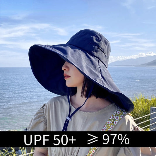 Sombrero de Sol de Ala Ancha UPF 50+ para Mujeres, Protección Ultravioleta, Gorra de Pescador