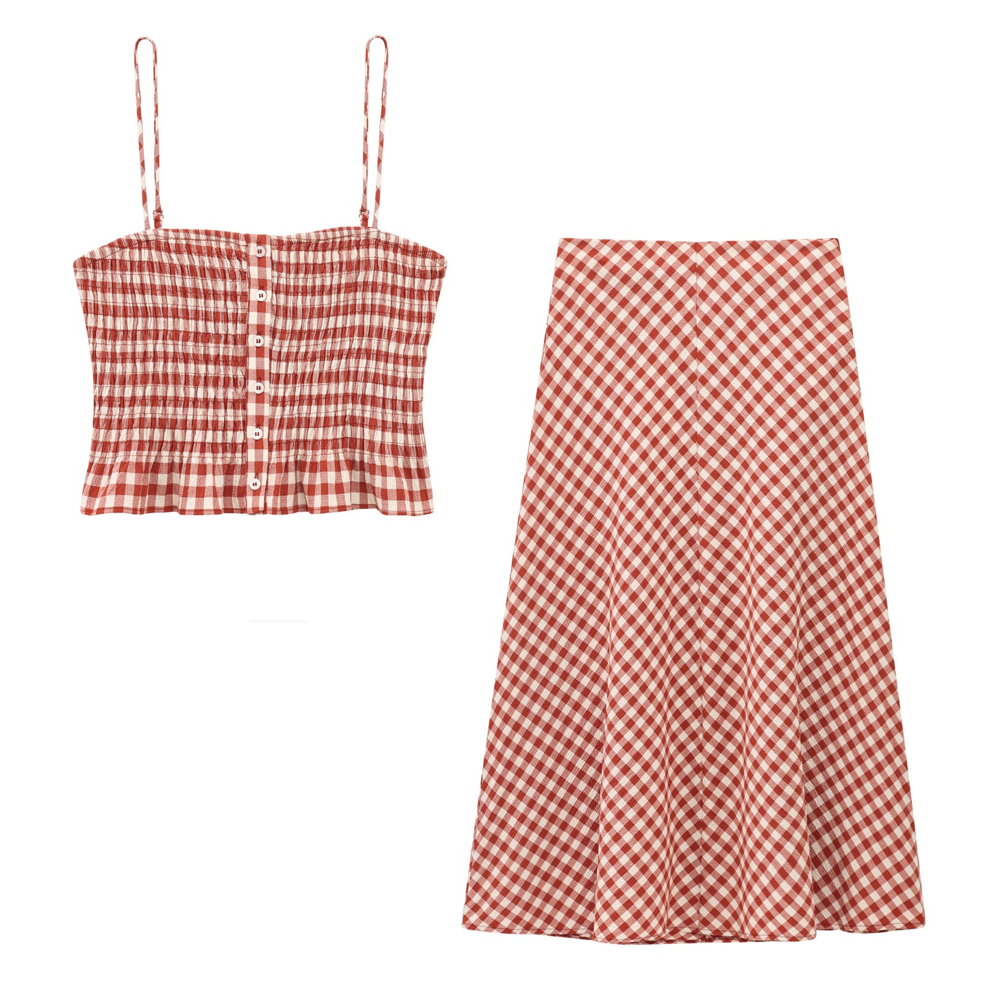 Conjunto con falda a cuadros Primavera