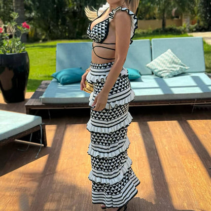 Bohemia Conjunto de Vestido Crochet de playa para mujer