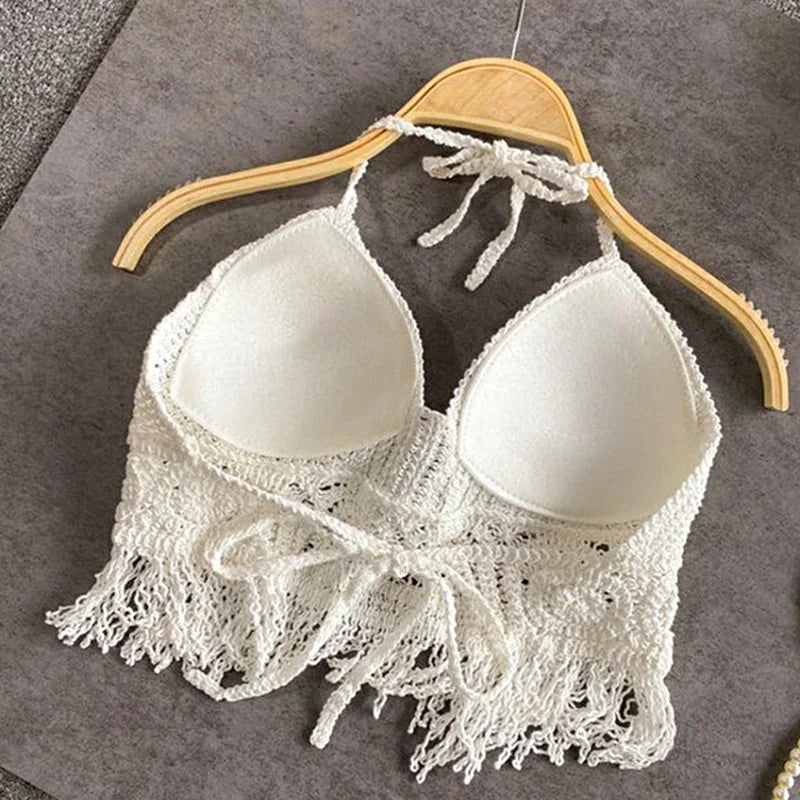 Sexy Boho crop top Ropa de playa para mujer