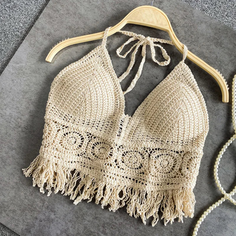 Sexy Boho crop top Ropa de playa para mujer