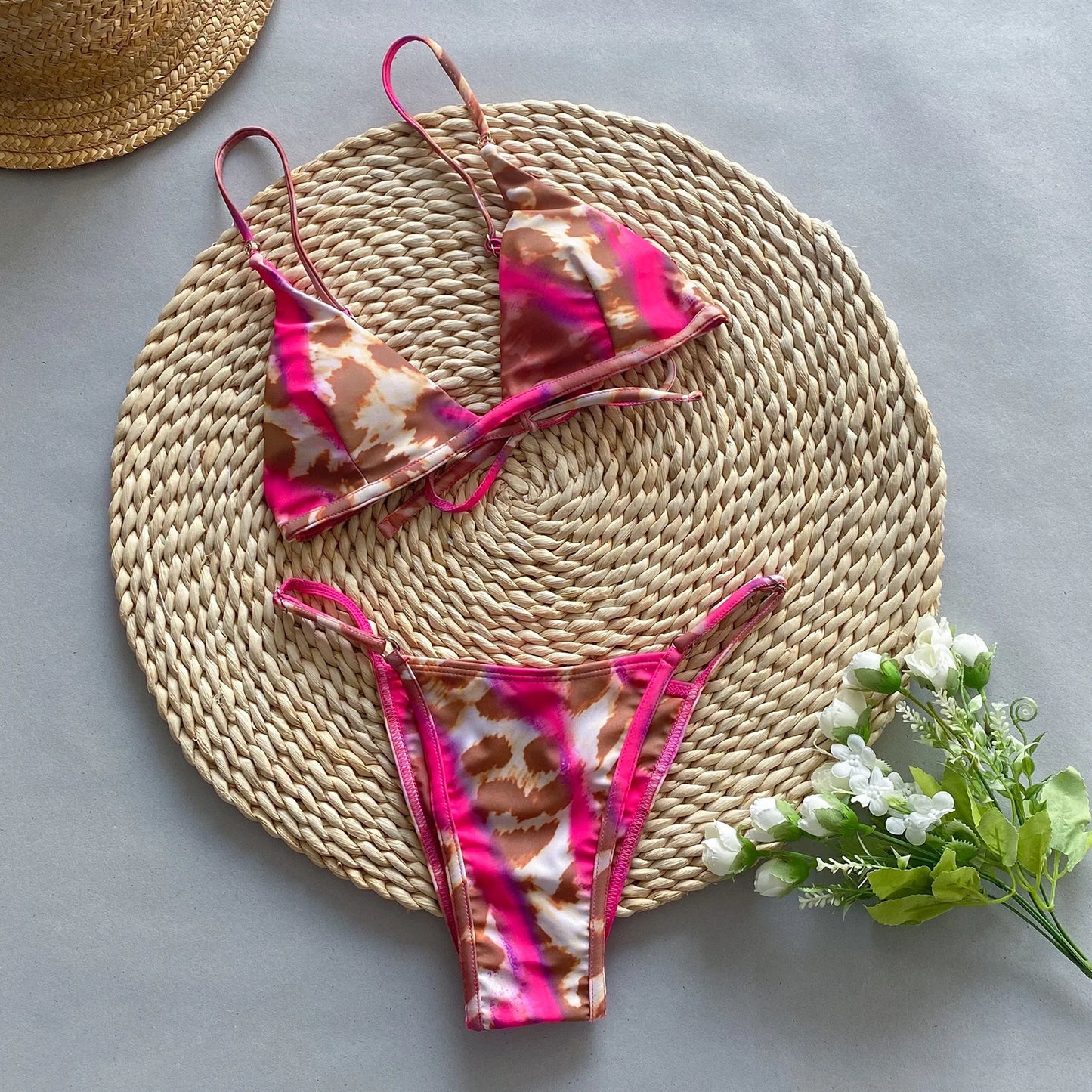 Atardecer en la playa 4 Piezas Bikini Swimsuit
