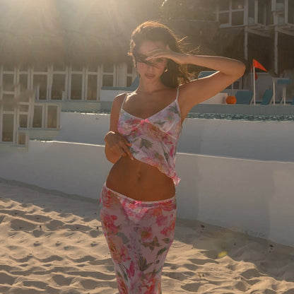 Flora mesh conjunto Salida ropa de playa