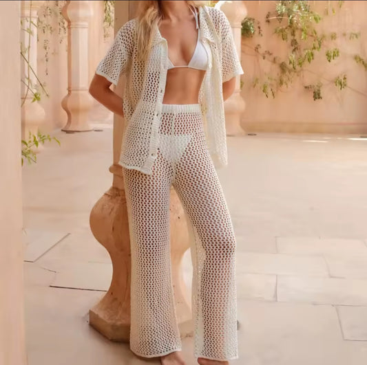 Conjunto de playa con pantalones para mujer