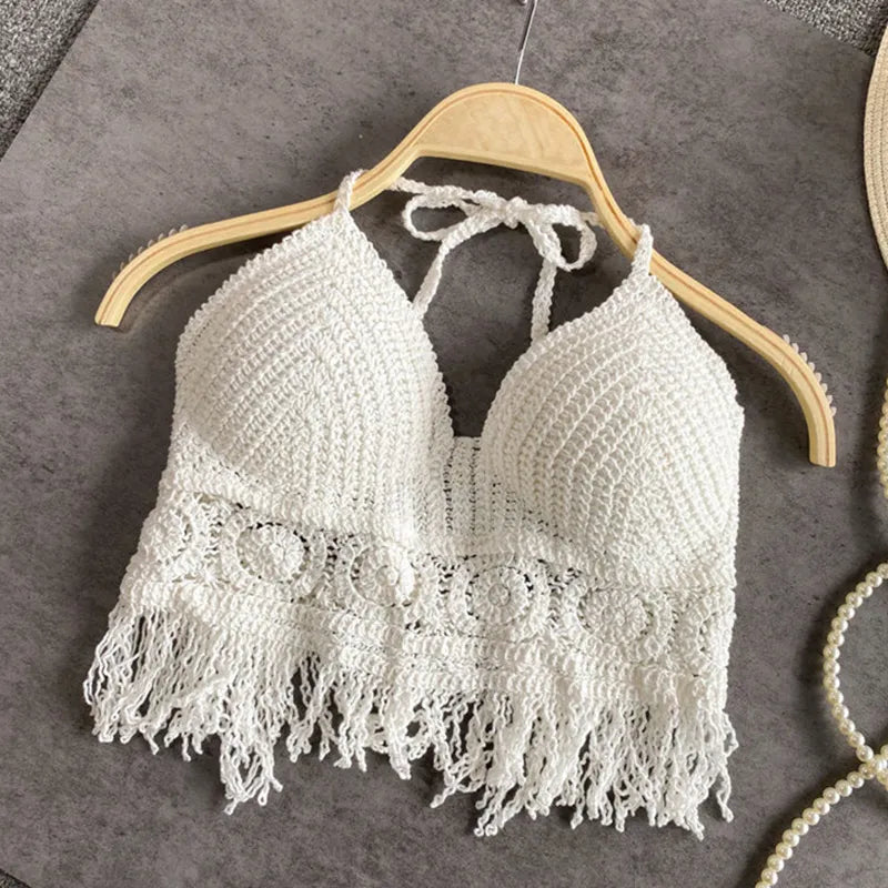 Sexy Boho crop top Ropa de playa para mujer