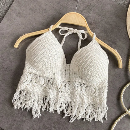 Sexy Boho crop top Ropa de playa para mujer